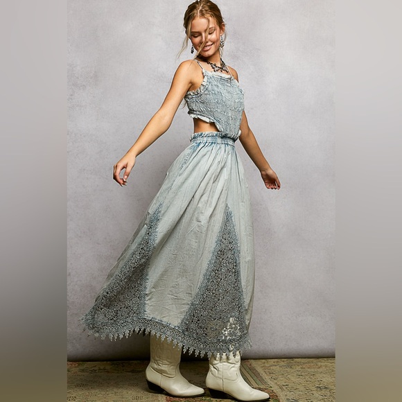 PD01 New POL Boho Smocked Cutout Maxi Dress - Picture 5 of 6